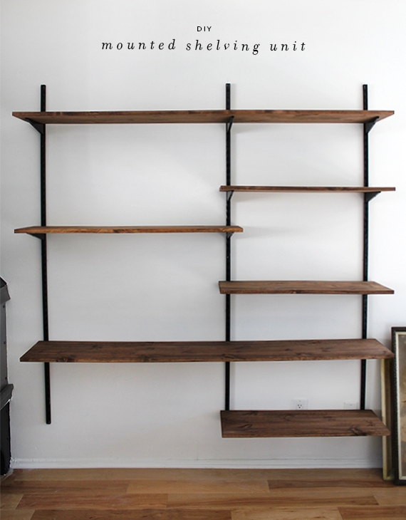 Wall Mounted Shelving Adjustable Tracks Asymmetrical Layout Industrial