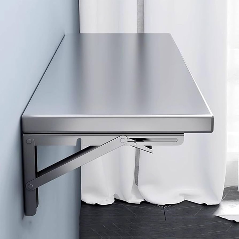 Wall-Mounted Table Stainless Steel Floating Drop Leaf Design