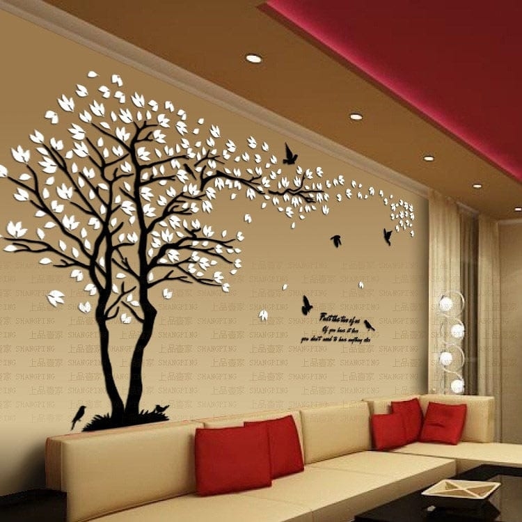 Wall Mural Oversized Scale High Contrast Graphics 3D Leaf Accents