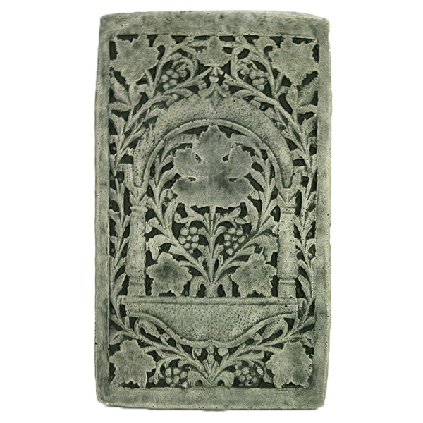 Wall Plaque Grapevine Relief Arched Frame, Concrete Garden Art