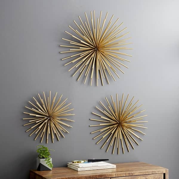 Wall Sculpture Set of Three with 3D Radial Spikes