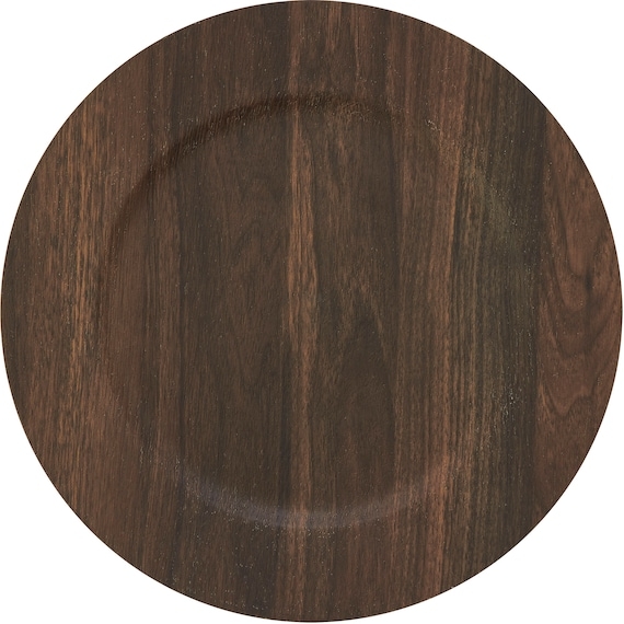 Walnut Brown Charger Plate, Faux Wood Texture, Rustic Farmhouse Decor