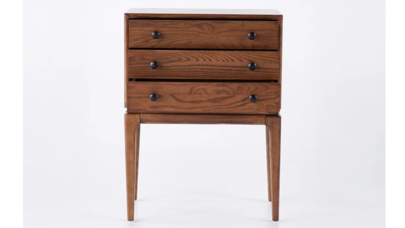 Walnut Chest Tapered Legs Minimalist Mid Century Modern Storage