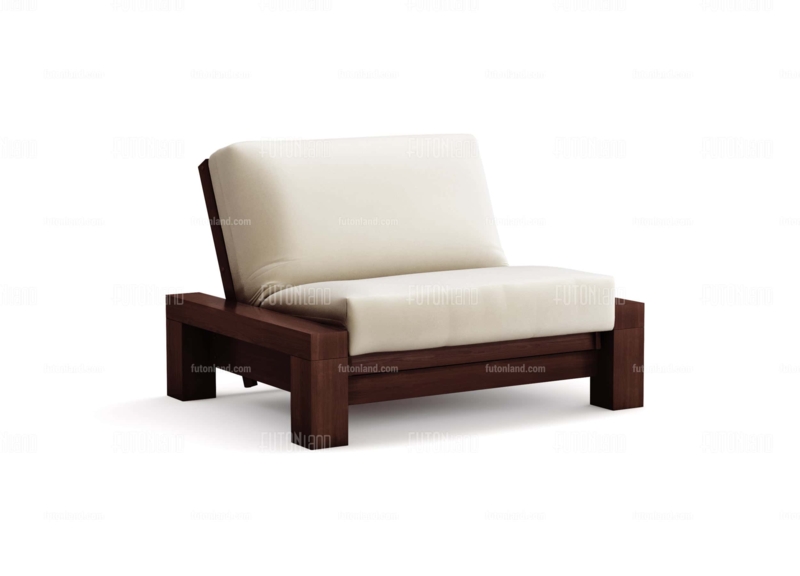 Walnut Finish Futon Chair, Armless Wall Hugger Design
