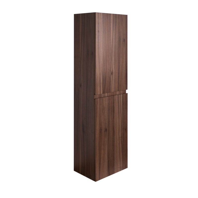 Walnut Wall Mounted Cabinet, Handleless Doors, Mid Century Modern Style.
