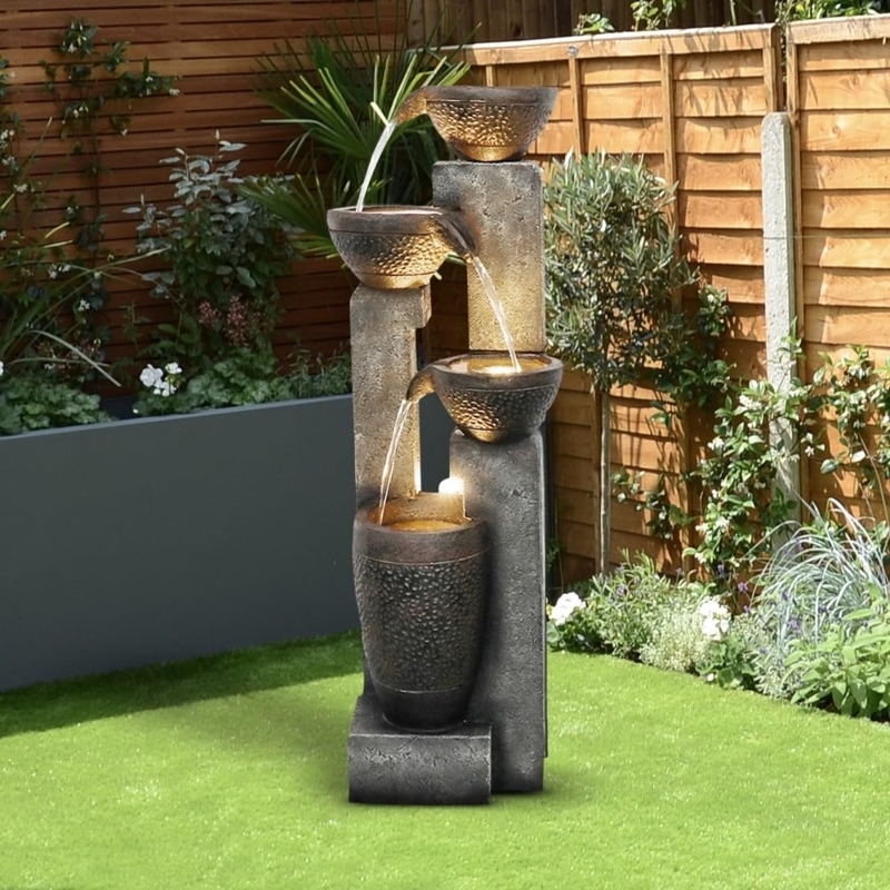 Water Fountain: Hammered Bowl Texture with Warm Internal Lighting