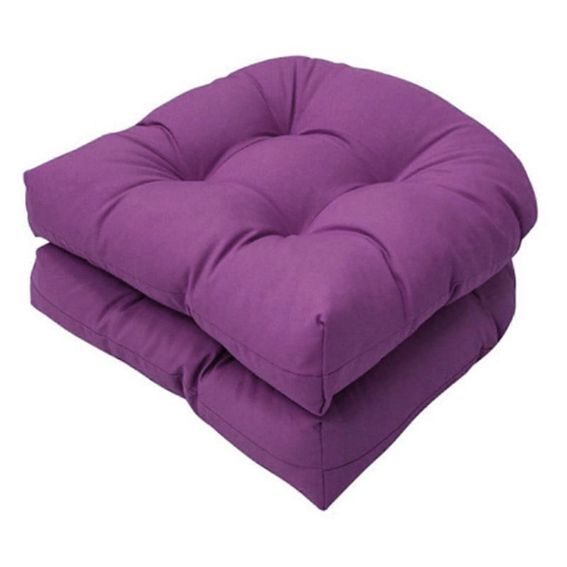 Water-Repellent Patio Chair Cushions Set of 2, 19x19 Tufted Outdoor Seat  Cushions in Purple for