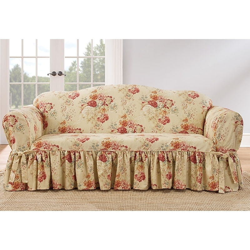 Waverly Blush Duck (canvas) Sofa Slipcover 96-in W x 30-in H x 40-in D