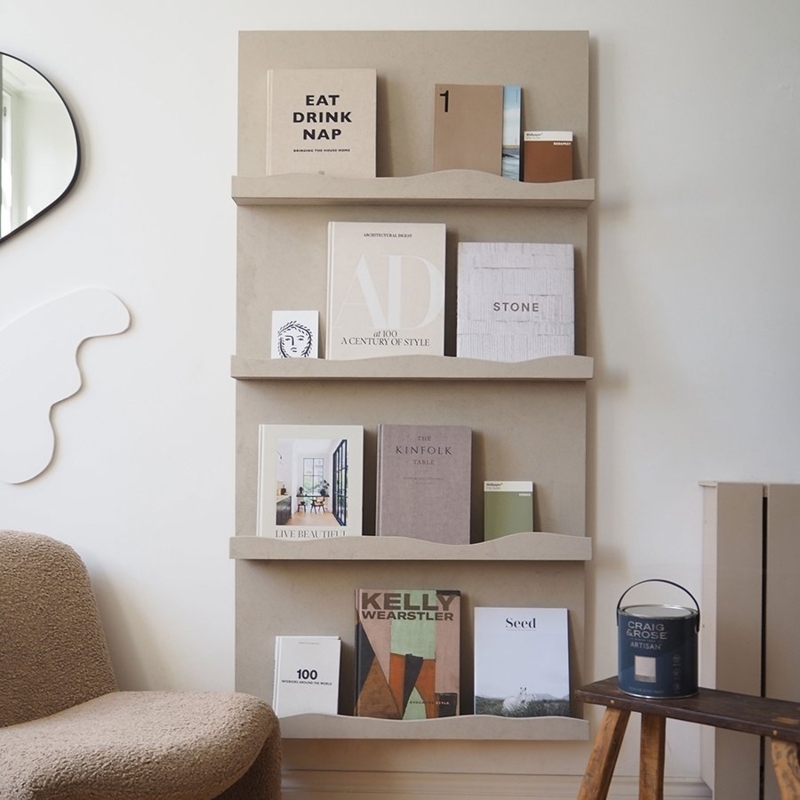 Wavy Stone Effect Wall Shelf for Forward Facing Book Display