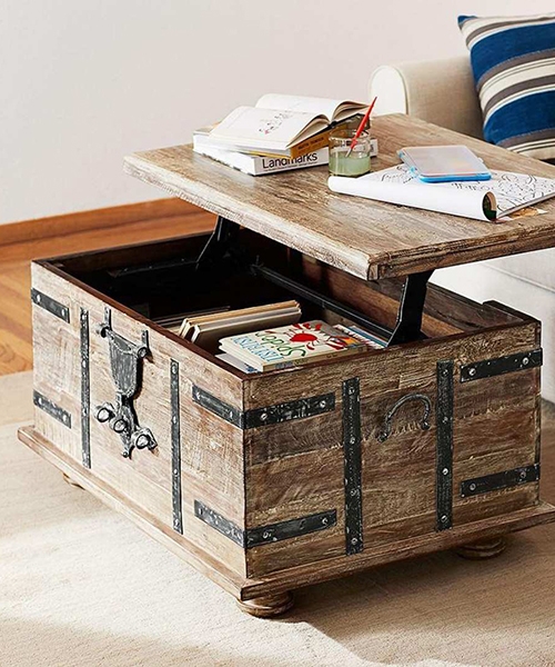 Weathered Wood Hope Chest Coffee Table with Lift Top