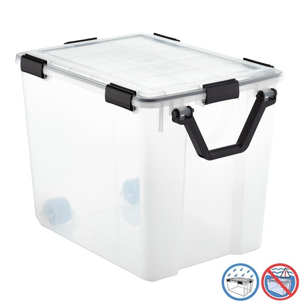 Weathertight Clear Storage Bin with Gasket Seal and Blue Latches