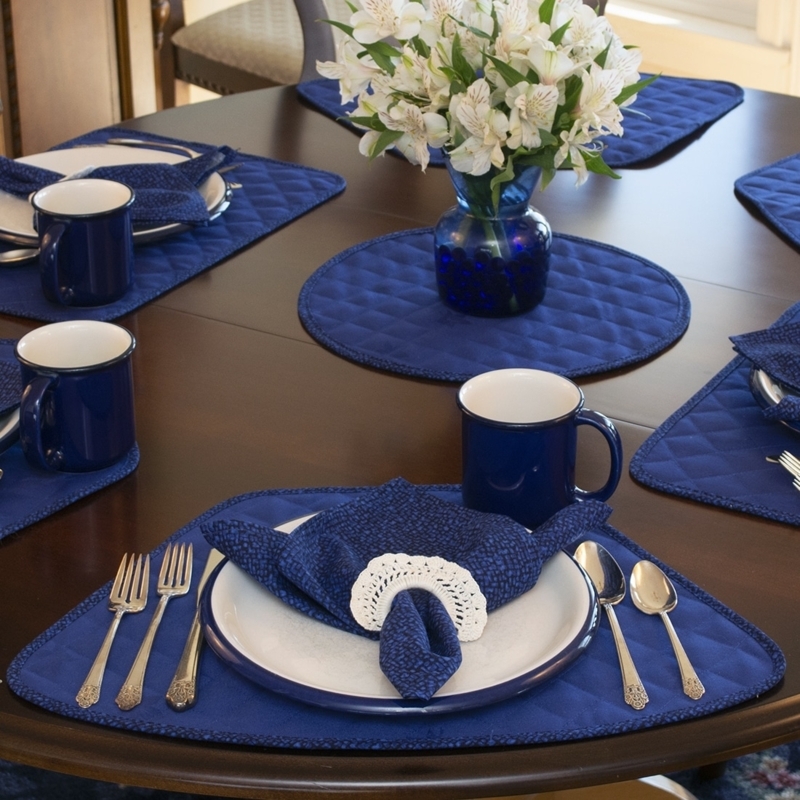 Wedge Placemat Royal Blue Cobblestone Quilted Traditional Cottage