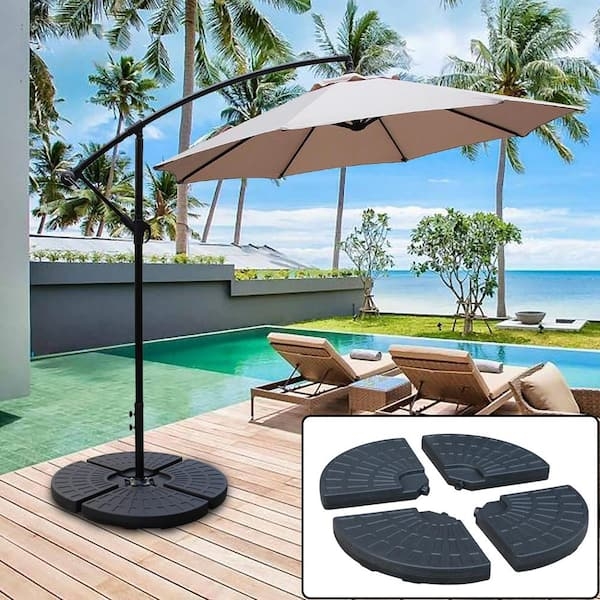 Weighted Cantilever Base, 4-Piece Interlocking Black, 145lb Capacity