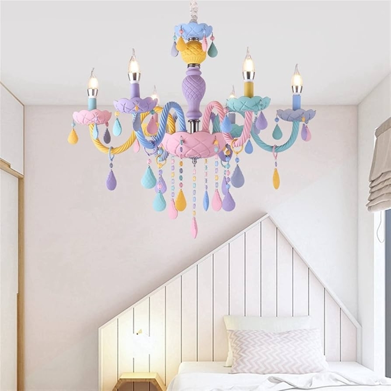Whimsical 6-Head Chandelier with Diamond Quilted Texture Details