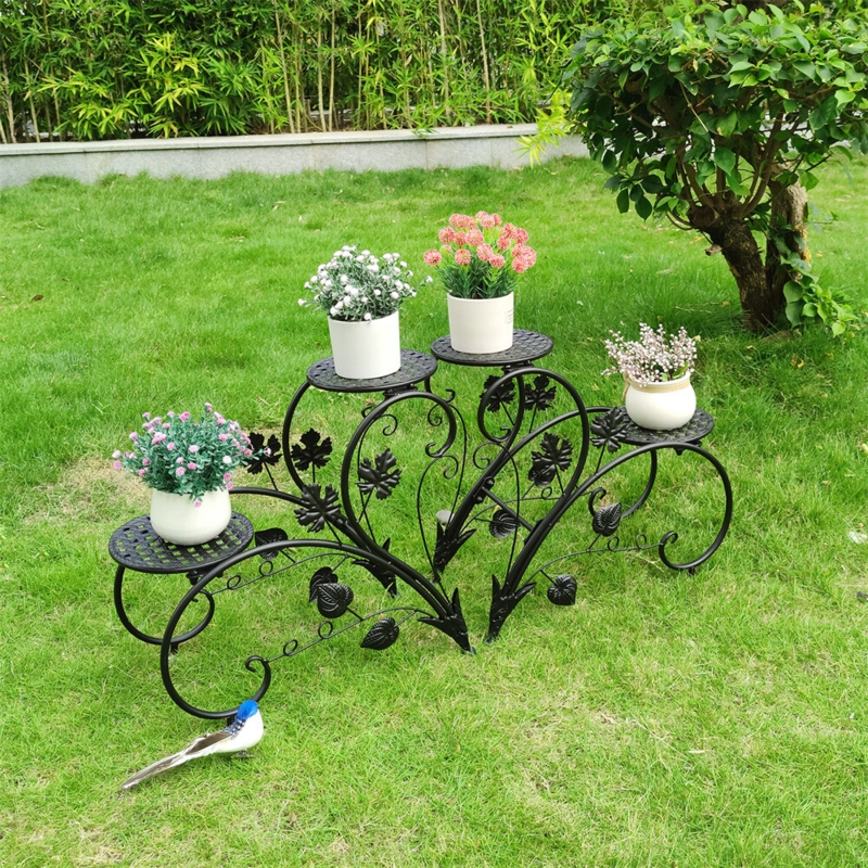 Whimsical Heart Shaped Plant Stand with Leaf Scrollwork