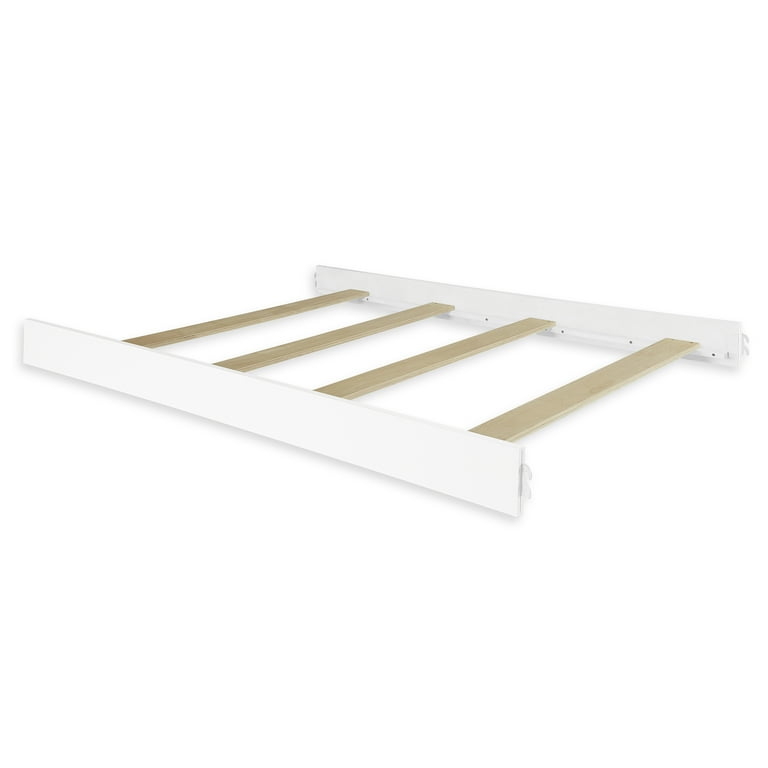 White Bed Rail: Hook-On Brackets and Four Wooden Slats for Conversion.