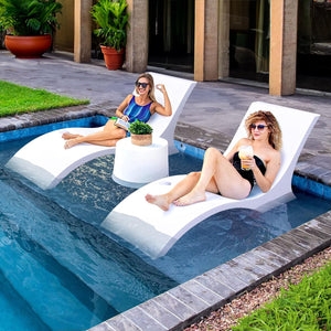 White In-Pool Chaise Lounge with Ergonomic High Backrest