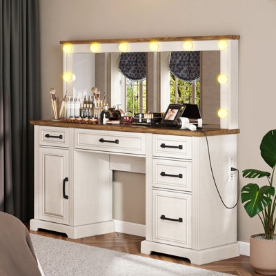 White Makeup Vanities with Drawers You'll Love | Wayfair