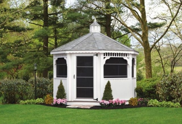 White Octagonal Pavilion Scalloped Fascia Traditional Design