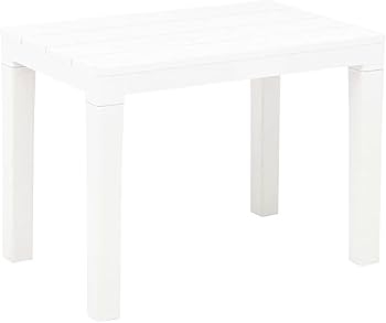 White Patio Bench with Square Legs, Minimalist Slatted Design