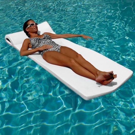 White Pool Lounger with Pillow Thick Foam Construction Satin Finish.