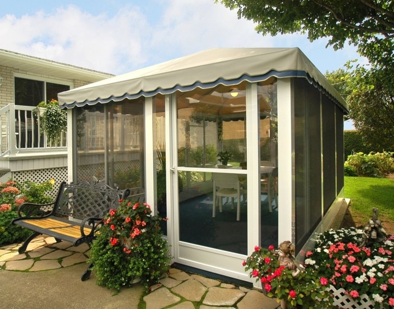 White Screen House Gazebo Scalloped Awning Coastal Cottage