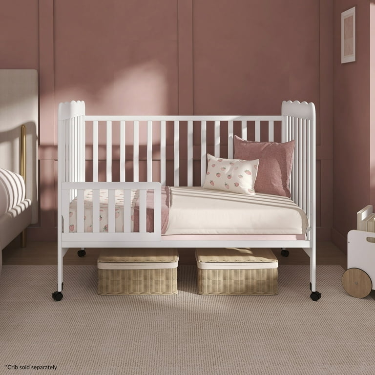 White Toddler Guard Rail: Half Length Rail for Scalloped Toddler Bed.
