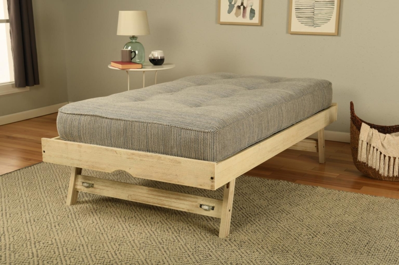 Whitewashed Trundle Bed with Pop-Up Mechanism for Coastal Style