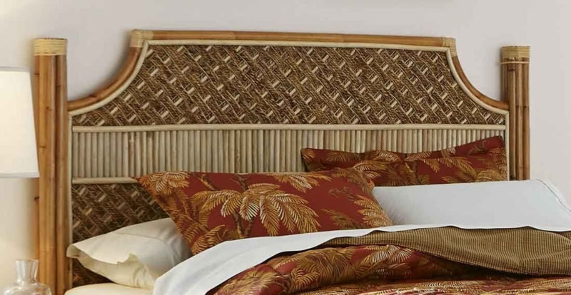Wicker Headboard Bamboo Frame Basketweave Texture Camelback Tropical