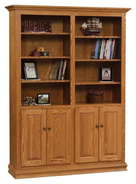 Wide Bookcase, Four Raised Panel Doors, Crown Molding