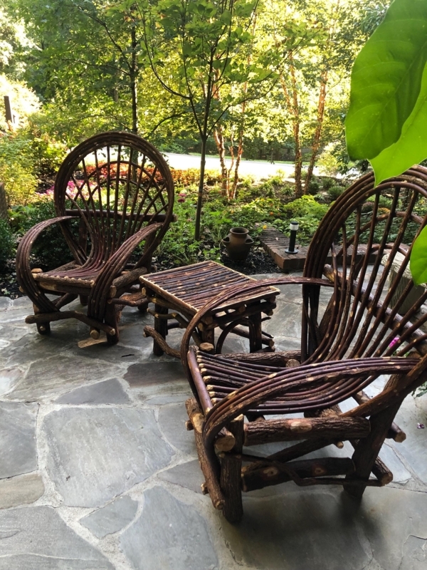 Willow Lounge Set: Handmade Fan Backs with Matching Twig Side Table