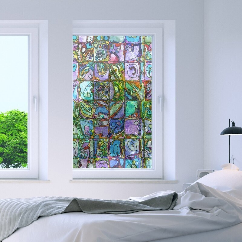 Window Decal Stained Glass Pattern Abstract Design Vibrant Multicolor.