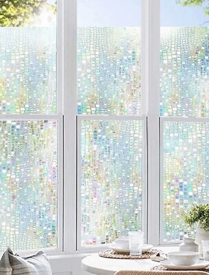 Window Privacy Film Iridescent Mosaic Pattern Light Diffusing Pebbled.