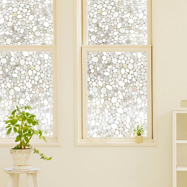 Window Privacy Film Pebble Pattern Iridescent Effect Static Cling Organic.