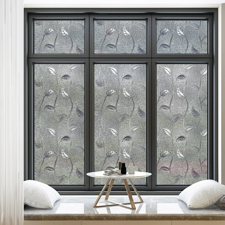 Window Privacy Film Vine Leaf Pattern Frosted Texture Nature Inspired.