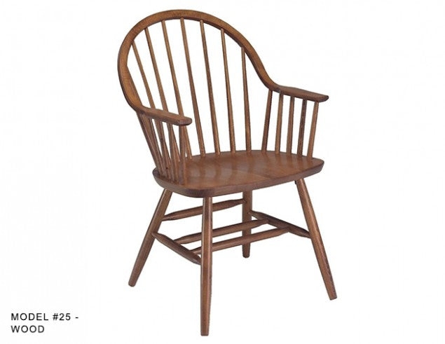 Windsor Armchair Hoop Back Spindle Medium Brown Finish Colonial Style