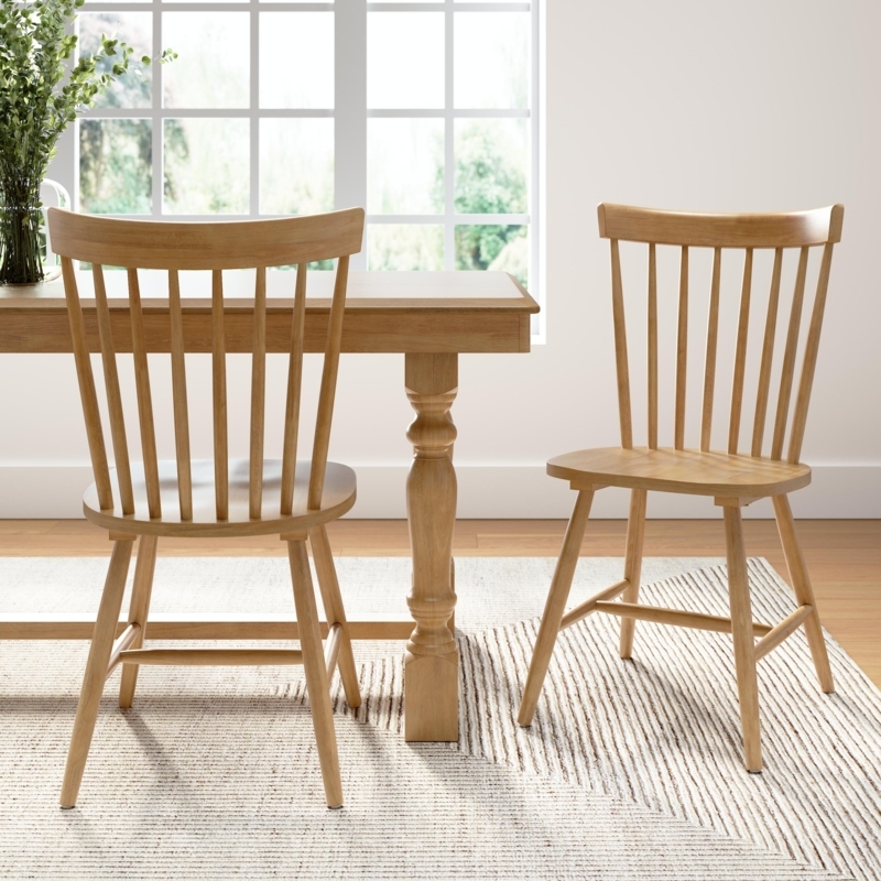 Windsor High Back Chairs Honey Oak Spindle Tapered Legs