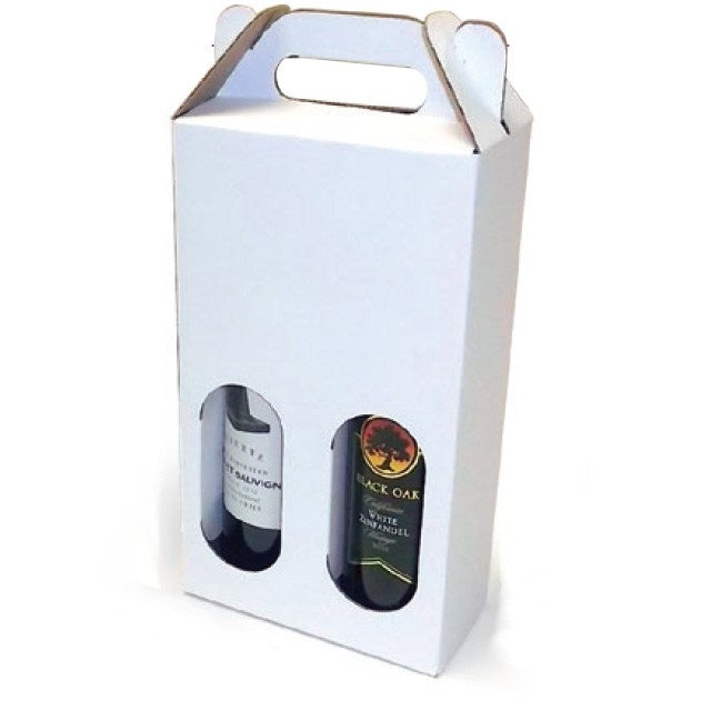 Wine Bottle Carrier Gabled Top Matte White Minimalist Gift Box