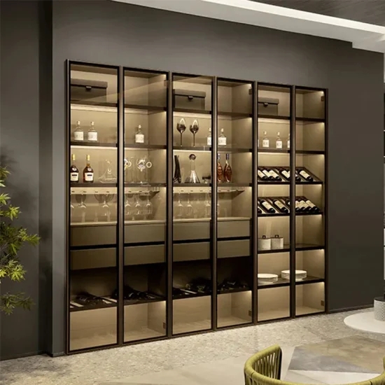 Wine Cabinet Built In Design Tinted Glass Integrated LED Shelving