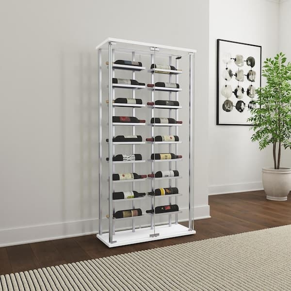 Wine Cabinet Chrome Glass Curio Style Integrated LED Modern Storage