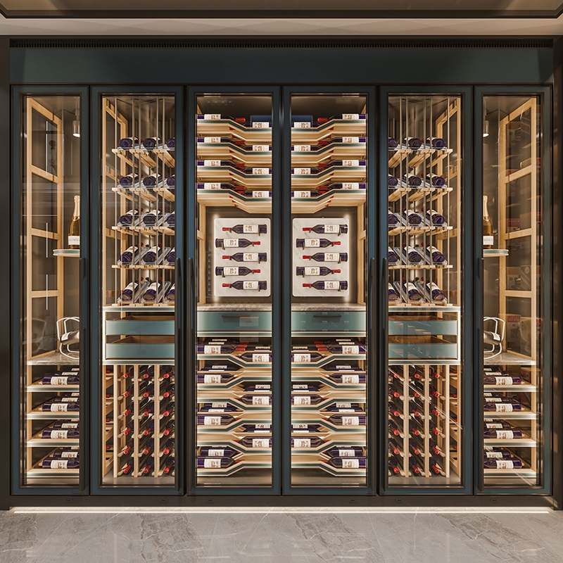 Wine Cabinet Cooling System Angled Shelving Horizontal Display