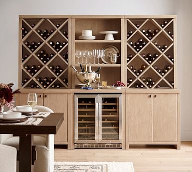 Wine Cabinet Integrated Fridge X Grid Storage Modular Three Piece