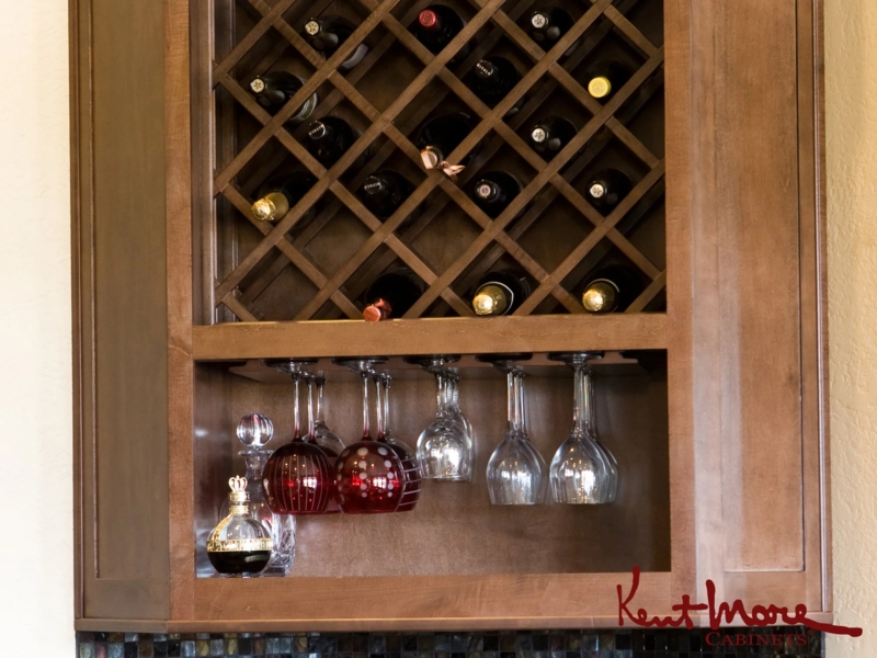 Wine Cabinet Traditional Integrated Wet Bar X Grid Rack Crown Molding