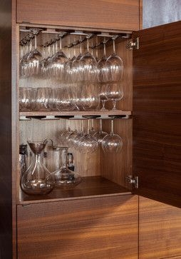 Wine Cabinet Walnut Brown Horizontal Wood Grain Under Shelf Racks