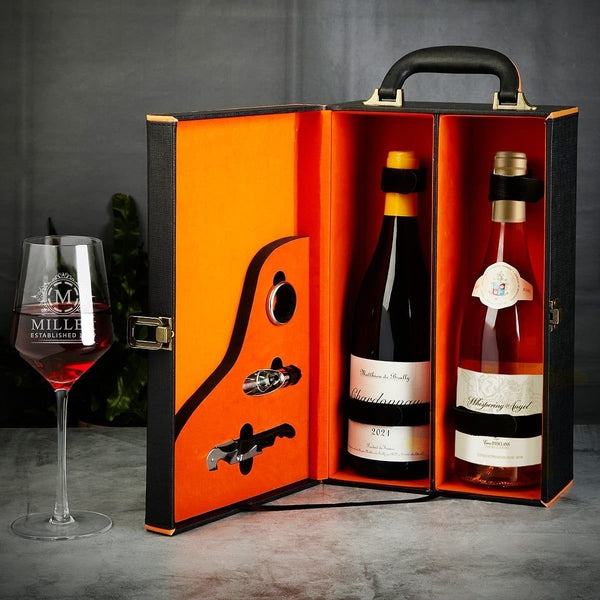 Wine Carrier Case: Matte Black, Orange Interior & Integrated Tools.