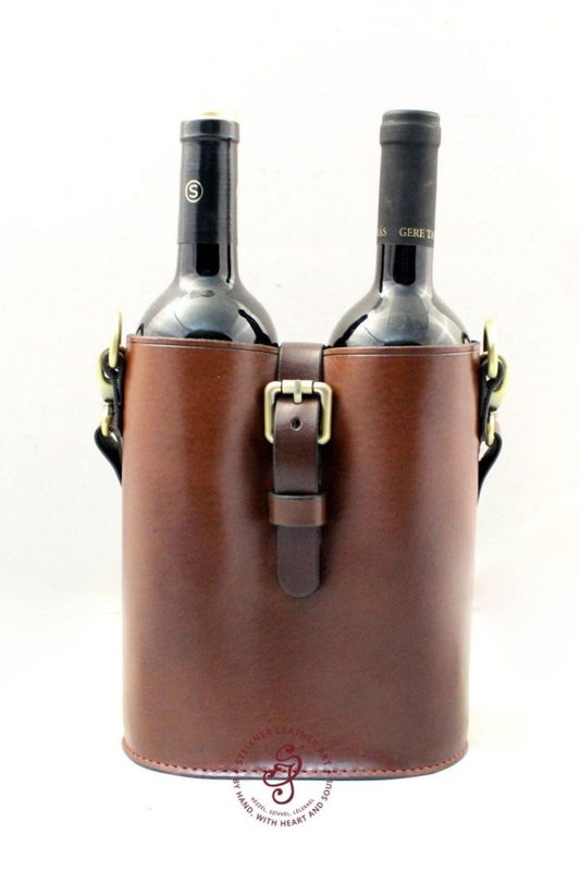 Wine Carrier Shoulder Strap Rings Cognac Buckle Closure