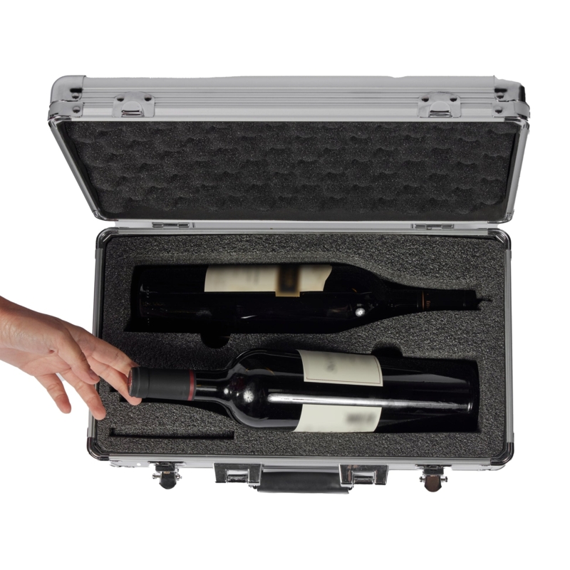Wine Carrying Case Silver Metallic Egg Crate Foam Industrial
