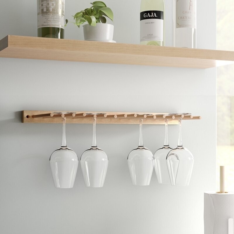 Wine Glass Rack Natural Wood Peg Style Rack Scandinavian Minimalist