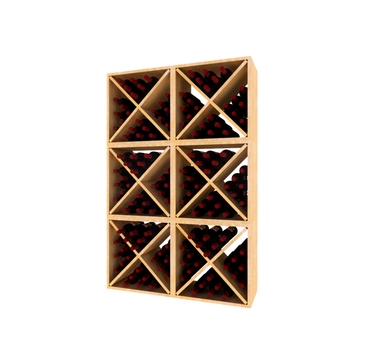 Wine Rack Cubes with 144 Bottle Capacity, Light Wood X-Bin Dividers.