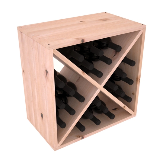 Wine Rack with X-Bin Divider, Pale Beige Wood Toned Cube Storage.